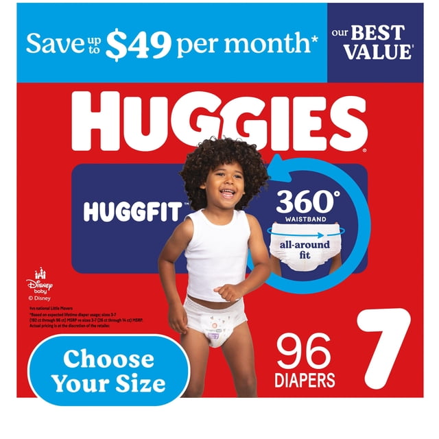 Huggies Little Movers HuggFit 360° Diapers, Sizes 3-7