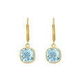 thumbnail image 1 of Cushion Cut Gemstone Bezel Set Dangle Earrings in 14K Gold, 1 of 6