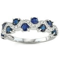 thumbnail image 1 of Round Cut Genuine Gemstone and Diamond Accent Band in 14K Gold, 1 of 5