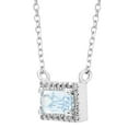 thumbnail image 2 of Baguette Cut Gemstone and 0.06 CT. T.W. Diamond Halo Pendant Necklace in 14K Gold, 2 of 5