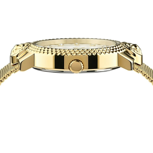 Versus Versace Mouffetard Crystal Gold-Tone Mesh Watch, 38mm