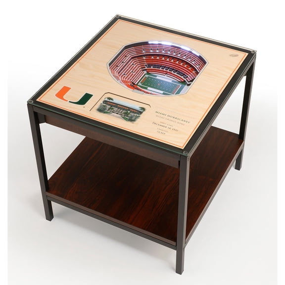 YouTheFan Miami Hurricanes Lighted Stadium End Table