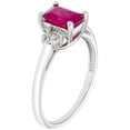 thumbnail image 2 of Emerald Cut Natural Gemstone & 0.20 CT. T.W. 3-Stone Diamond Ring in 14K Gold, 2 of 5