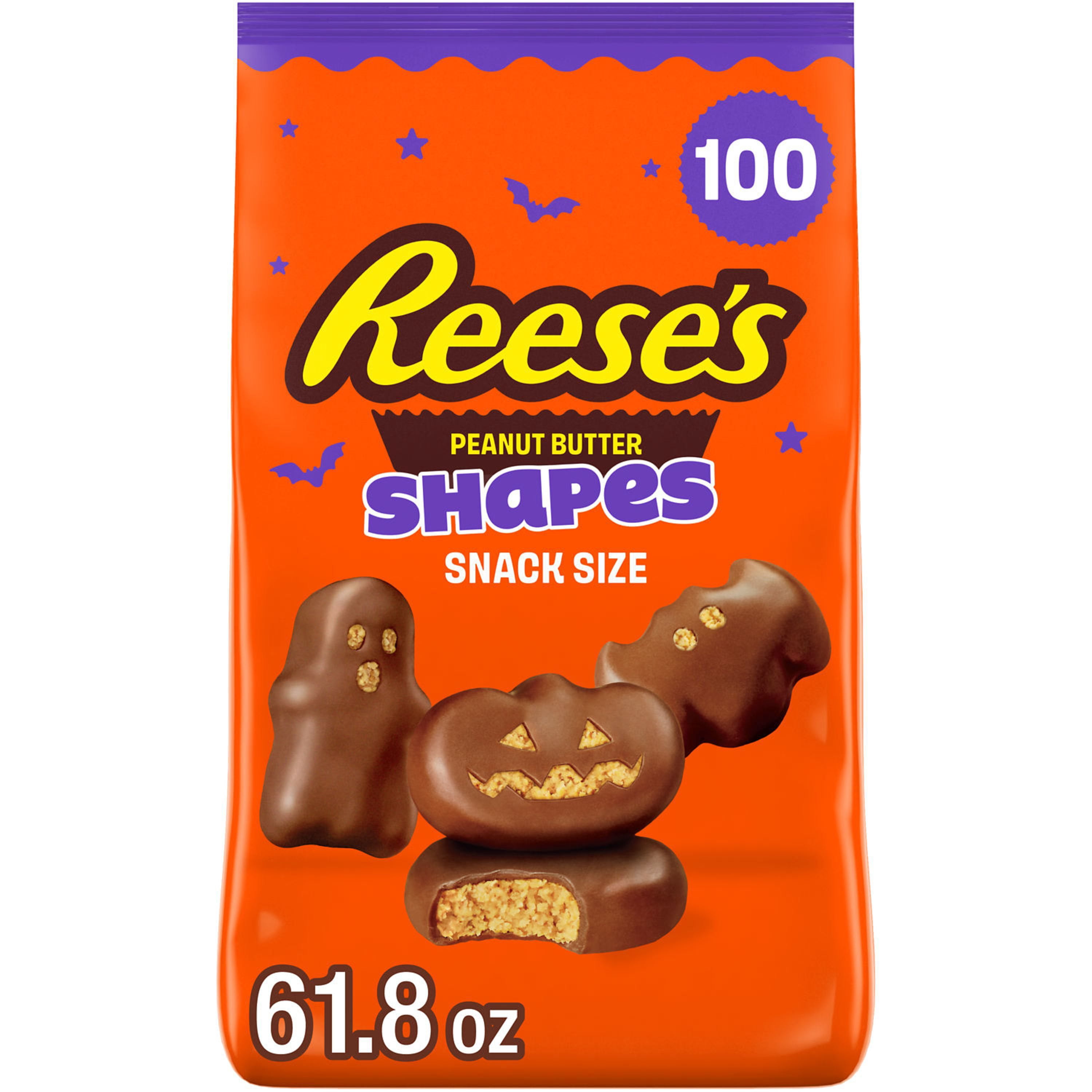 REESE'S Halloween Milk Chocolate Peanut Butter Shapes Candy, Snack Size, 100 pcs.
