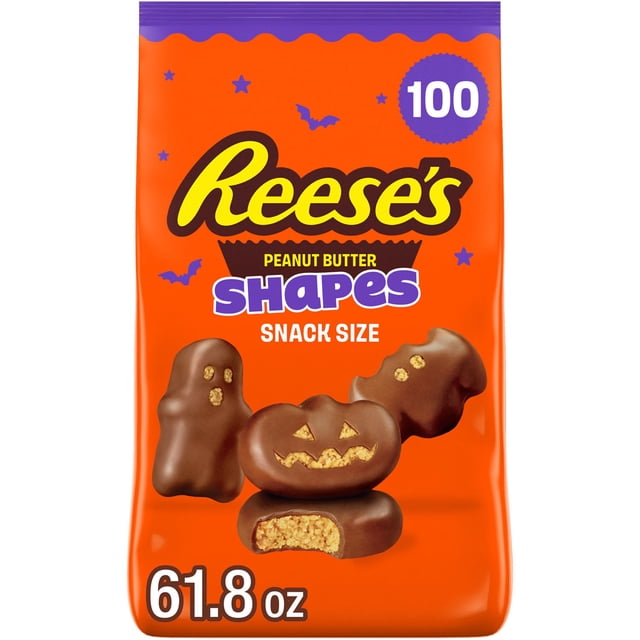 REESE'S Halloween Milk Chocolate Peanut Butter Shapes Candy, Snack Size, 100 pcs.