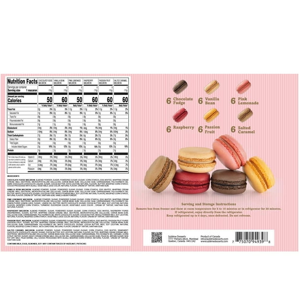 Sublime Desserts Macarons Assorted Flavors, Frozen, 36 ct.