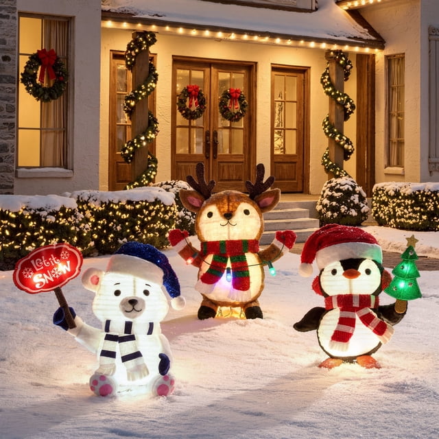 Member's Mark Pre-Lit Pop-Up Holiday Pals, Set of 3