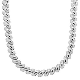 Polished Miami Cuban Chain Necklace in Sterling Silver, 7mm