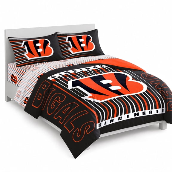 Logo Brands Cincinnati Bengals Queen Bed-In-A-Bag Set