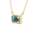 thumbnail image 2 of Baguette Cut Gemstone and 0.06 CT. T.W. Diamond Halo Pendant Necklace in 14K Gold, 2 of 6