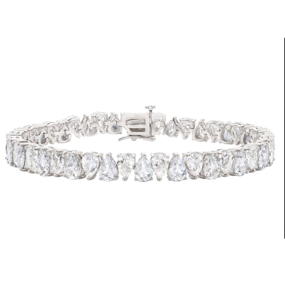 Pear Cut Gemstone Bracelet in Sterling Silver