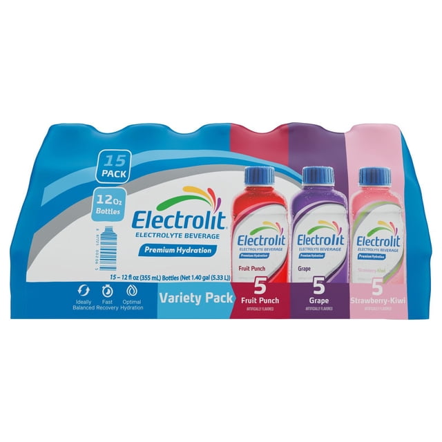 Electrolit Premium Hydration, Variety Pack, 12 fl. oz., 15 pk.