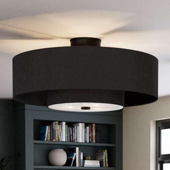 Hunter 30" Brookside Matte Black Ceiling Fan with LED Light Kit and Handheld Remote