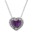 thumbnail image 1 of Lab Created Gemstone & Diamond Accent Heart Pendant Necklace in 14K Gold, 1 of 4
