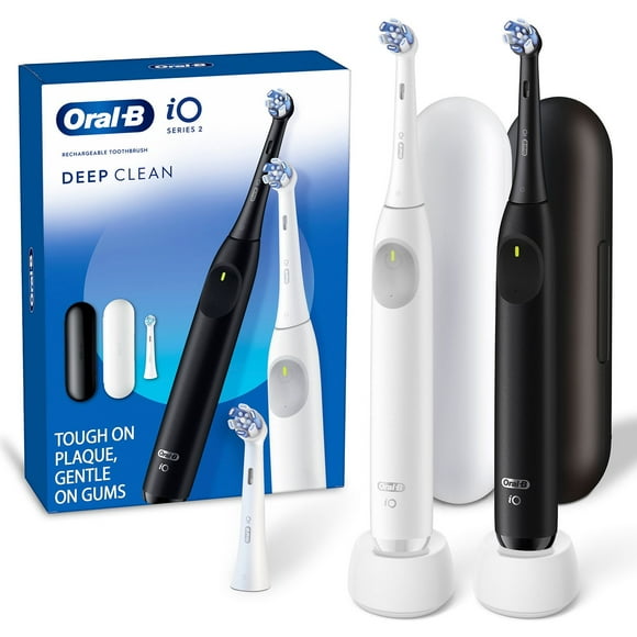 Oral-B iO Series 2 Electric Toothbrush, Pure White & Night Black, 2pk., 3 Brush Heads