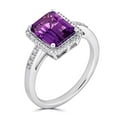 thumbnail image 2 of Emerald Cut Gemstone & 0.14 CT. T.W. Halo Diamond Ring in Sterling Silver, 2 of 5