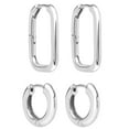 thumbnail image 1 of Huggie Hoop & Paperclip Earring Set in Sterling Silver, 1 of 8