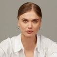 thumbnail image 4 of Oval Cut Genuine Gemstone and 0.16 CT. T.W. Diamond Dangle Earrings in 14K Gold, 4 of 5