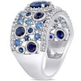 thumbnail image 4 of Round Cut Blue Sapphire and 0.45 CT. T.W. Diamond Band in 14K Gold, 4 of 8