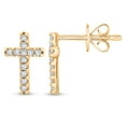thumbnail image 2 of 0.12 CT. T.W. Round Cut Cross Diamond Stud Earrings in 14K Gold, 2 of 6