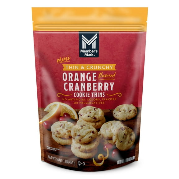 Member's Mark Orange Cranberry Cookie Thins, 16 oz.