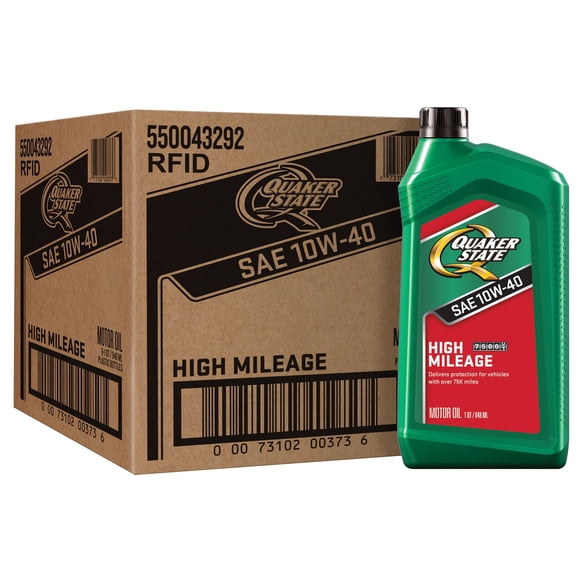 Quaker State High Mileage SAE 10W-40 Motor Oil 6-pack/1 quart bottles