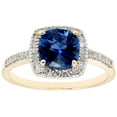 thumbnail image 1 of Cushion Cut Gemstone & 0.18 CT.T.W. Halo Diamond Ring in 14K Gold, 1 of 4