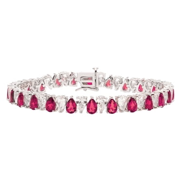 Pear Cut Gemstone Bracelet in Sterling Silver