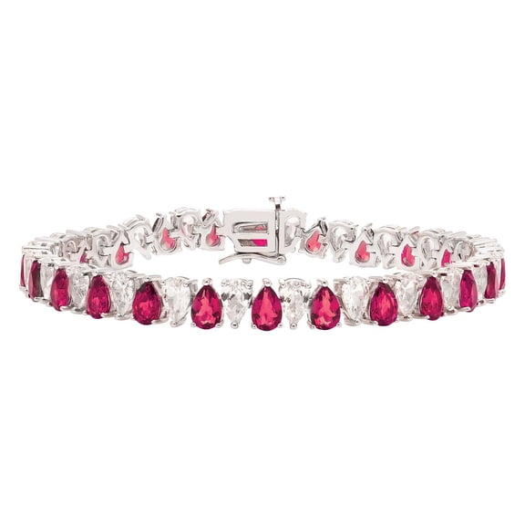 Pear Cut Gemstone Bracelet in Sterling Silver