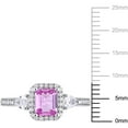 thumbnail image 3 of Pink & White Sapphire with Diamond Accent 3-Stone Ring in 14K Gold, 3 of 6