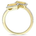 thumbnail image 5 of Baguette-Cut Citrine and 0.22 CT. Diamond Halo Bypass Ring in 14K Gold, 5 of 7