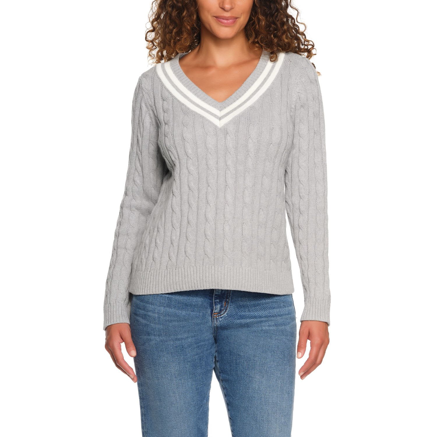 Lands' End Women's V-Neck Cable Sweater - Samsclub.com