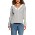 thumbnail image 1 of Lands' End Women's V-Neck Cable Sweater, 1 of 5