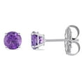 thumbnail image 1 of Round Cut Solitaire Gemstone Stud Earrings in 14K Gold, 1 of 5