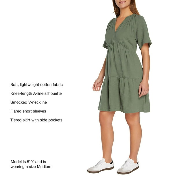 chinese dress ladies GAP Womens Short Sleeve Splitneck Midi Dress Black XS at Amazon Women's  Clothing store