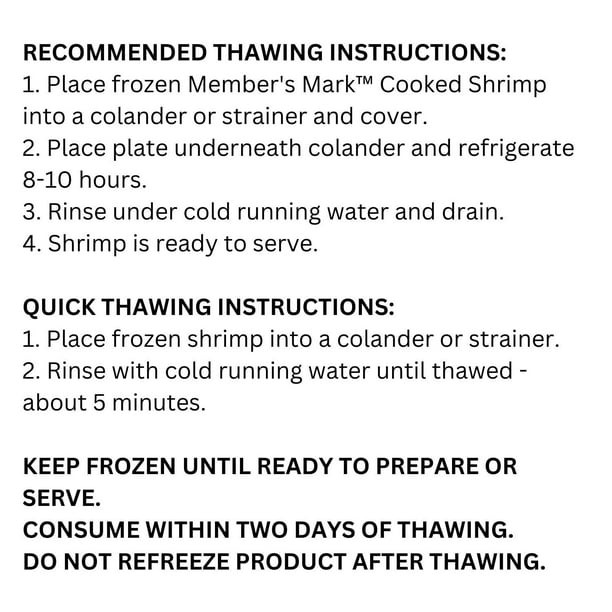 Member's Mark Jumbo Cooked EZ Peel Shrimp, 26-30 ct. per