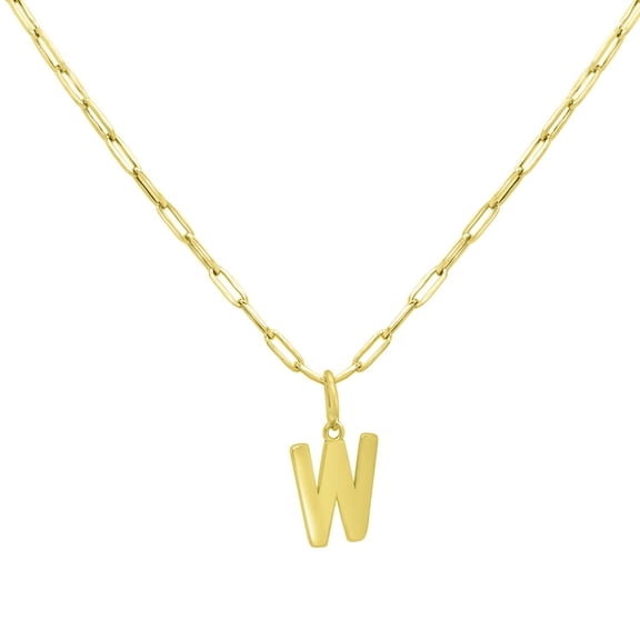 Initial Paperclip Chain Pendant Necklace in 14K Gold