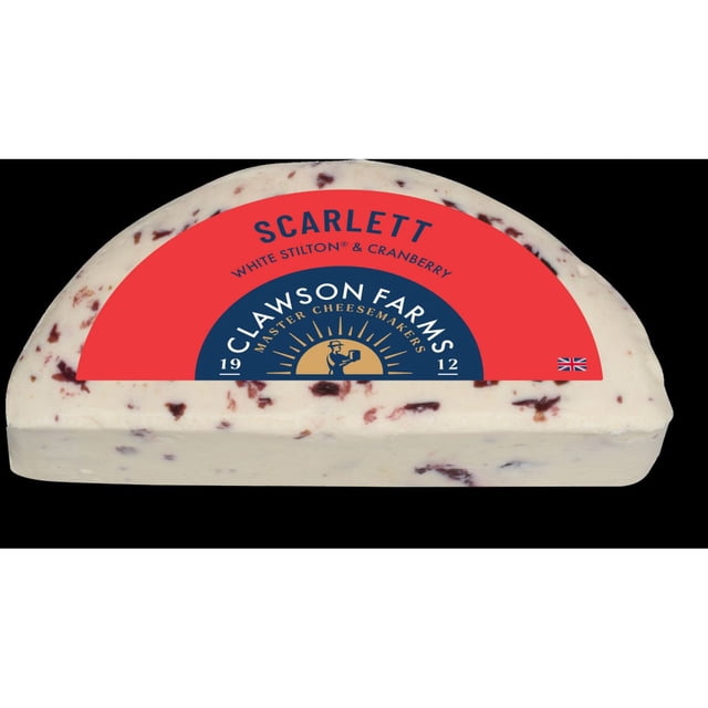 Clawson Farms Scarlett White Stilton Cheese with Cranberries, 1 lb.