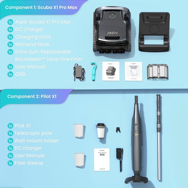 Aiper Scuba X1 Pro Max Robotic Pool Cleaner & PilotFlow X1