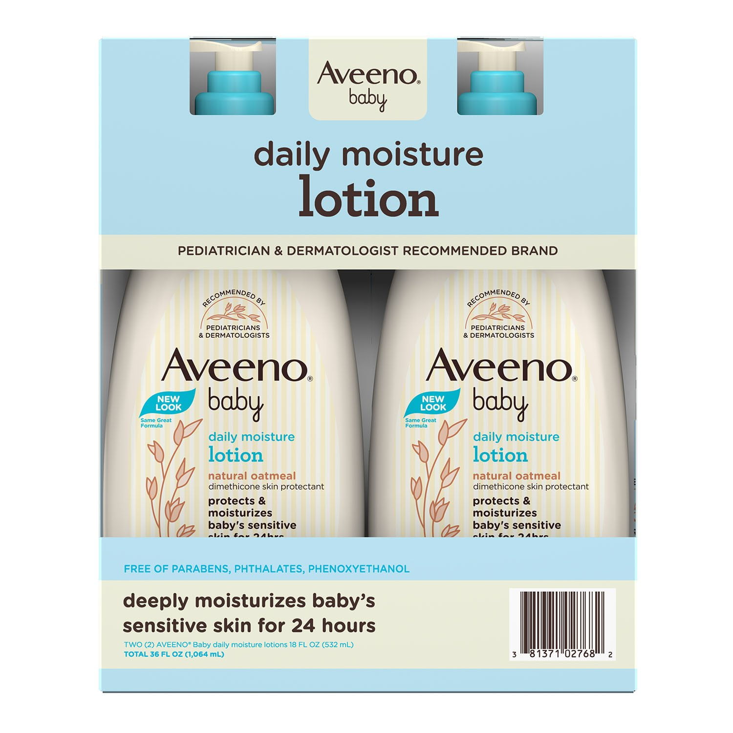 Aveeno Baby Daily Moisture Lotion with Pump, 24hr Protection, 18