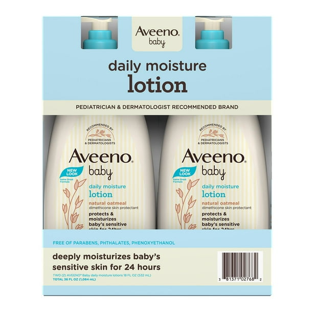 Aveeno Baby Daily Moisture Lotion with Pump, 24hr Protection, 18