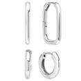 thumbnail image 6 of Huggie Hoop & Paperclip Earring Set in Sterling Silver, 6 of 8