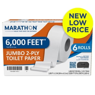 Marathon Jumbo Roll 2-Ply White Toilet Paper 6 rolls, 1000 ft./roll