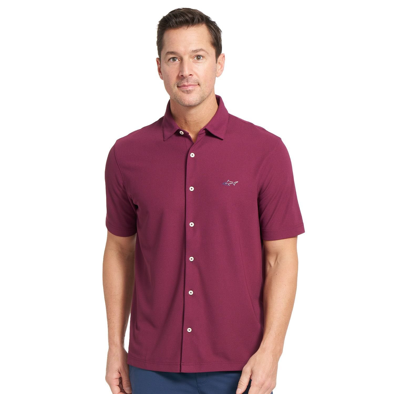 Greg Norman Men's Button Front Polo Shirt (Red,Various Sizes)