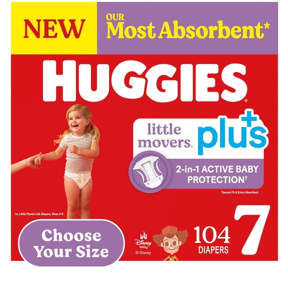 Huggies Little Movers Plus Baby Diapers, Size 3-7