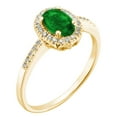 thumbnail image 3 of Oval Cut Gemstone and 0.15 CT. T.W. Halo Diamond Ring in 14K Gold, 3 of 5