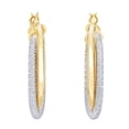 thumbnail image 1 of Diamond Cut Oval Bypass Hoop Earrings in 14K Yellow Gold, 1 of 5