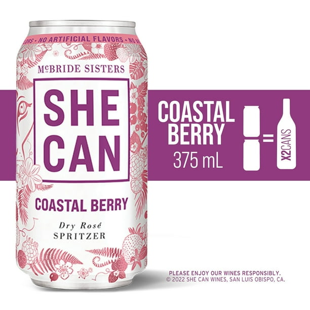SHE CAN Coastal Berry Dry Rosé Spritzer 375 ml can - Samsclub.com