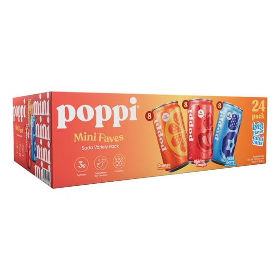 poppi Prebiotic Soda Mini Faves Variety Pack, 7.5 fl. oz., 24 pk