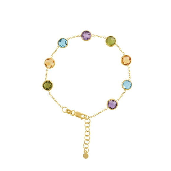 Multi-Gemstone Station Bracelet in 14K Gold